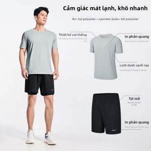 Erke | Bộ Đồ Thể Thao Mùa Hè Chất Liệu Kẻ Sọc Lạnh Khô Nhanh