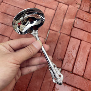 Court Stainless Steel Soup Ladle Long Handle Spoon Soup Drinking Spoon Large Porridge Spoon Spoon round Spoon Spoon Spoon