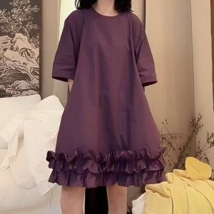 summer new kaleidoscope lace loose Korean version loli age reducing [40-100kg] plus size dress
