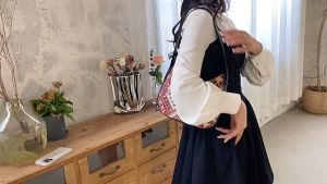 Kstyle Women Fashion Elegant Classy Boho Embroidered Pattern Premium PU Leather Travel Outing Sling Bag Shoulder Bag Crossbody Handbag Pouch Clutch - 9776