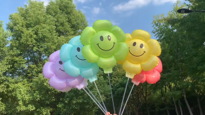 Balon Foil Stik Bunga Daisy Smile Led Ukuran Besar Balon Bunga Matahari