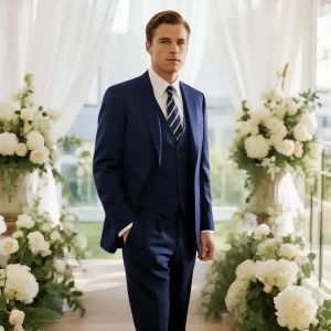 Bộ Vest Nam Màu Xanh Hải Quân Ôm Dáng Thích Hợp Cho Đám Cưới Lễ Phục Phục Vụ Nhà Thờ Công Việc Trang Phục Trang Trọng Dạ Hội Sinh Nhật Lễ Tốt Nghiệp Vest Đen.