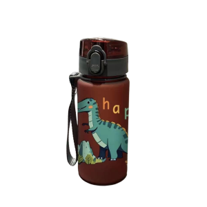 Bình Nước In Hình Khủng Long 3D 400ML Chống Rò Rỉ Không Chứa PVC Bề Mặt Mờ Kèm Ống Hút Và Quai Xách Dành Cho Người Lớn