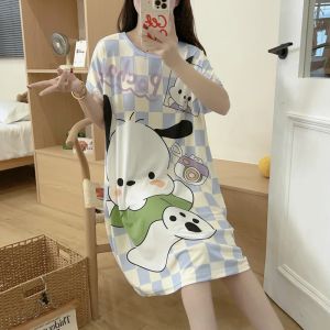 Anime Cinnamoroll Childrens Pajamas Kawaii Nightgown Cute Nightdress Short-Sleeve Sleepwear Dress Girl Gift Nightwear