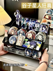 Acrylic Display Stand Desktop Grain Storage Box Badji Emblem Pin Holder Multi-Functional Organizer Square Shape Single Layer