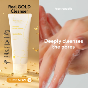 Face Republic Glow Gold Mineral Cleanser 100ml [Dull Oily Skin Brightening Ginseng Vitamin Vegan]