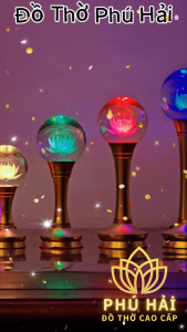 Đèn Thờ Pha Lê Cầu Thủy Tinh Hoa Sen Thân Hợp Kim Cao Cấp - Hcm Hỏa Tốc - Tặng Led Dự Phòng