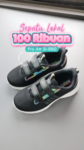 Sepatu Sekolah Anak Lelaki Perempuan Sneakers SD Tanggung Pro ATT SI 880 Perekat Hitam Putih 35-38