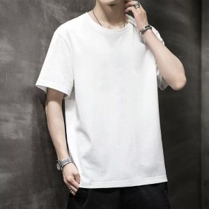 Loose Fit Short Sleeve Milk Silk T-Shirt Mens Summer Trendy Brand Thin Half Sleeve Ice Silk Top Youth Popular round Neck