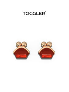 TOGGLER | Red Agate and Shell Plated Golden Kikko Bag Earrings