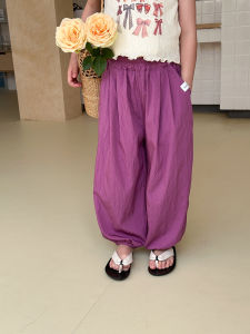 Summer Thin Cotton Long Pants for Girls Loose Fit Air Conditioning Casual Mosquito Proof Label Attached Childrens Wear