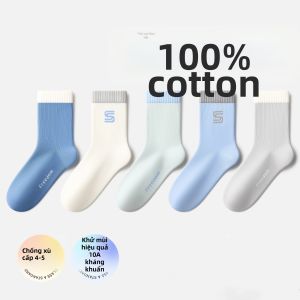 Cotton Moisture-Wicking Mid-Calf Sports Socks for Boys