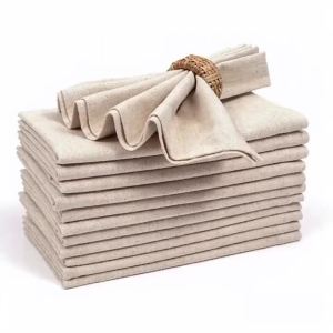 6 Pieces 100% Linen Dinner Napkin Nature Napkin Soft Absorbent Comfortable - Ideal for Events and Regular Use