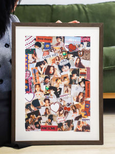 3-Inch Picture Frame DIY Printing Couple Memorial Wall Hanging Birthday Gift Puzzle Photo Frame Rectangle Solid Wood Frame