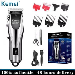 KEMEI มืออาชีพไร้สายแบบชาร์จไฟได้ตัดผมผู้ชายปรับกรรไกรบาร์ร้านตัดผมจอแสดงผล LCD