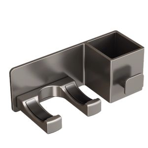 Space Aluminum Hair Dryer Holder Wall Mount Bathroom Storage Organizer No Drilling Required Universal Metal Hairdryer Stand