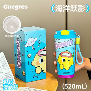 Cốc Giữ Nhiệt Bằng Thép Không Gỉ Có Nắp Đậy Hai Mặt Bằng Sứ Cho Học Sinh Cốc Đựng Nước Hoạt Hình Dễ Thương Cốc Quà Tặng Cho Bé Trai Và Bé Gái