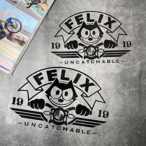 Felix แมวติดรถสกู๊ตเตอร์รถจักรยานยนต์สติกเกอร์กันน้ำสติกเกอร์รอยขีดข่วนปลอกหุ้มหัวไม้กอล์ฟตกแต่งกระจกหน้ารถสำหรับ Vespa Honda Yamaha