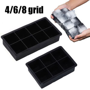 4/6/8 Grid Big Ice Tray Mold/Food Grade Silicone Ice Cube Large Square Mold/Reusable DIY Ice Maker Mold/Kitchen Supplies