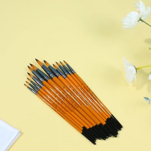 12Pcs Artist Paint Brush Set Nylon Hair Acrylic Watercolor Round Pointed Tip