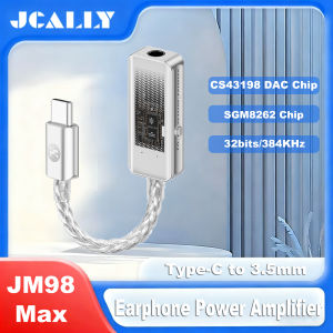 For iPhone Xiaomi Upgraded JCALLY JM98Max Headphone Amplifier USB-C to 3.5mm Dual-Chip Decoder CS43198 Earphone Adapter Cable