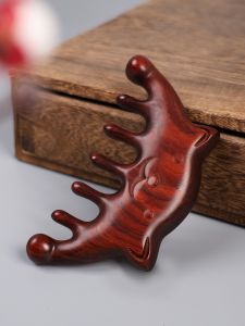 Rosewood Wide-Toothed Massage Comb Scratching Brush Acupoint Stimulating Comb Portable Hairbrush for Women Cute Cat Design