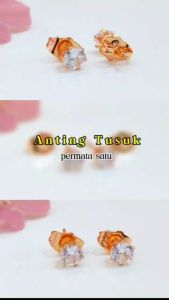 Anting Lapis Emas D141: Anting Dewasa Tusuk Mata Satu Perhiasan