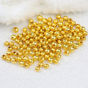 3/4/5/6/8mm Stainless Steel Round Large Hole Bead Golden Spacer Loose Beads For Jewelry Making Bracelet DIY Keychain Accessories