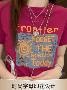 Summer Fun Cartoon Print Loose Womens Cotton T-shirt Short Sleeve round Neck Casual Top Comfortable Breathable Fashionable