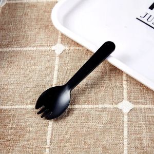 100pcs/set Disposable Plastic Spoons Forks for Cake Ice Cream Salad Fruit Dessert Soup Tea Coffee Party Cake Baking Shop Supplie