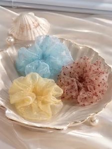 Phụ Kiện Tóc Trẻ Em Chất Vải Organza Co Dãn Họa Tiết Chấm Bi