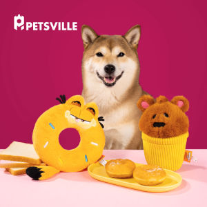 ของเล่นสุนัขแบบสัมผัสได้ หมอนขนแกะรูปแมว Garfield ของเล่นสัตว์เลี้ยงที่สามารถสร้างเสียงได้ ของเล่นสัตว์เลี้ยงแบบสัมผัสได้