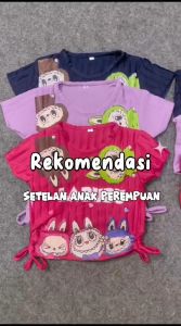 Oneset Baju dan Rok Labubu Model Cargo Anak Perempuan Bahan Hornet Usia 1-8 Tahun