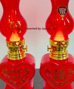 [SG READY STOCK]  Chinese Wedding Double Happiness LED Candle Lamps (1 Pair) | Bedside Table Lights Xi Love Lamp 喜字婚房电子灯