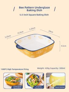 Ceramic Hand-painted Double Ears Baking Dish