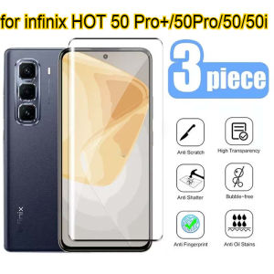 ปกป้องหน้าจอ Infinix Hot 50 Pro + 50i Hot50 Pro + กระจกเทมเปอร์ Hot50i ป้องกันเลนส์กล้องถ่ายรูปเต็มรูปแบบกระจกหน้าจอคลุมทั้งหมดคาร์บอนไฟเบอร์