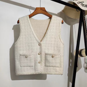 Classic Style Vest Female Spring & Fall Younger Fashion Mink Fur Sweater Vest V Neck Sweater New Arrival Womens Waistcoat