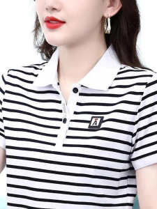 HUAXUNRAN | Stylish Striped Short Sleeve T-shirt for Middle-aged Women
