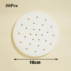 50 Pcs Disposable Non-Stick Steamer Liner Parchment Paper for Air Fryer Oven Kitchen Pot Mat Air Fryer Paper for Grill