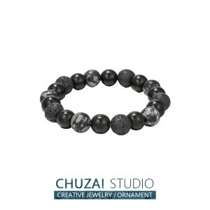 Chuzai Volcanic Rock Crystal Bracelet Couple Style Womens Luxury Minimalist Design Black Obsidian Beads Fashionable Mens Jewelry