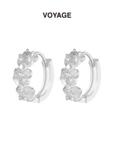 Silver Plated Plum Blossom Zircon Earrings Womens Unique Circular Ear Cuff Vintage Style Fashionable Jewelry Accessories