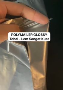 Plastik Polymailer Glossy 25x35 100 Pcs - Packing Paket Olshop Tebal Hitam Glossy - Putih - Silver