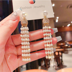 Elegant Long Tassel Pearl Dangle Earrings Luxury Feelings Drop Earrings Womens Fashion Jewelry Fresh out New Year 2025