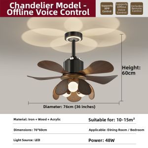 LANGSHANGZHAOMING | Vintage Creative Walnut-colored Full Spectrum Eye-protecting Fan Light