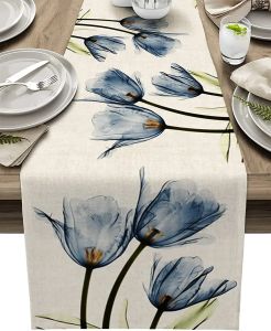 【Tulip Spring】Print Table Runner Practical & Washable Universal Table Runner for Kitchen Wedding & Holiday
