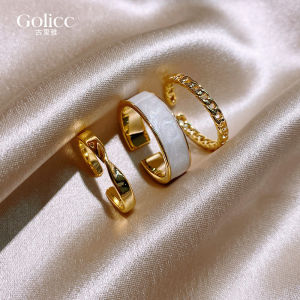 Fashionable Minimalist Open Ring Set for Women Trendy Design Geometric Pattern Alloy Silver Gold Plated Jewelry Accessories