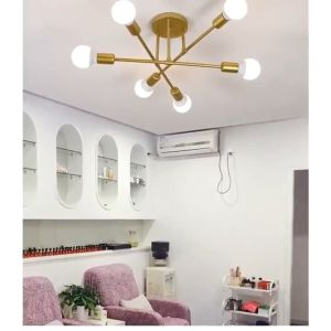 YHLAMP Ceiling Lights Chandelier Modern Industrial Style 6 Lamps Sputnik Pendant Lights Nordic Personality Living Room Brushed Antique Gold Geometric Pendant Lights Indoor Pendant Lights Modern Pendant Lights