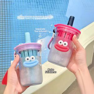 Stylish Tea Separation Straw Cup for Women Plastic