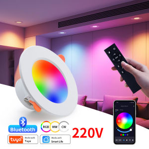 AC 220V Tuya Smart Led Downlight Smart Life Bluetooth App Dimmable RGB Ceiling Lamp RF Remote Group Control 1-6 Pack 75-105mm
