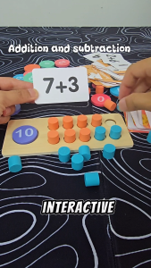 OSSDE Wooden Ten Frame Set Math Operations Toys Early Childhood Education Counting Toys